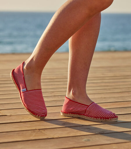 Nordala Espadrille Femme Rayée Fine Rouge – Stylish Women's Striped Espadrilles in Red