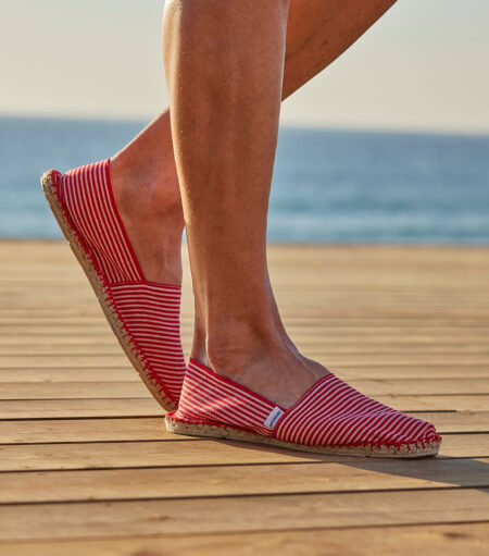 Nordala Espadrille Homme Rayée Fine Rouge – Stylish Men’s Striped Espadrilles in Red
