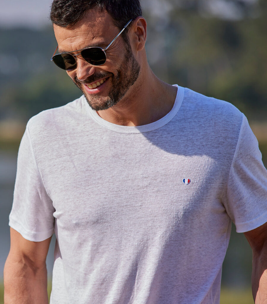 Nordala T-shirt Homme Lin Blanc – Classic Men’s Linen T-shirt in White - Image 2
