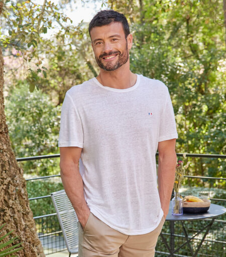 Nordala T-shirt Homme Lin Blanc – Classic Men’s Linen T-shirt in White