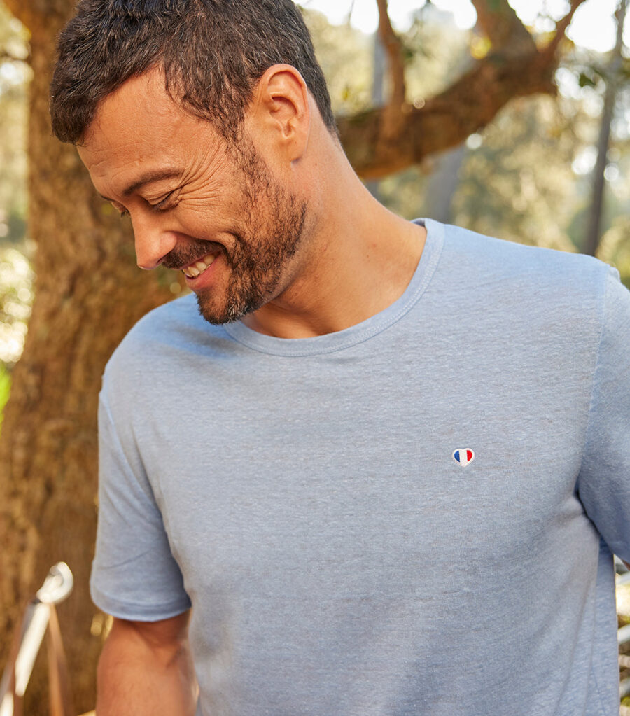 Nordala T-shirt Homme Lin Ciel – Classic Men’s Linen T-shirt in Sky Blue - Image 4
