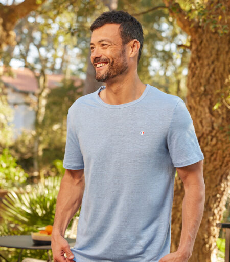 Nordala T-shirt Homme Lin Ciel – Classic Men’s Linen T-shirt in Sky Blue