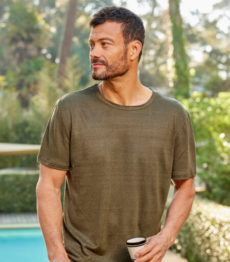 Nordala T-shirt Homme Lin Kaki – Timeless Men’s Linen T-shirt in Olive Green