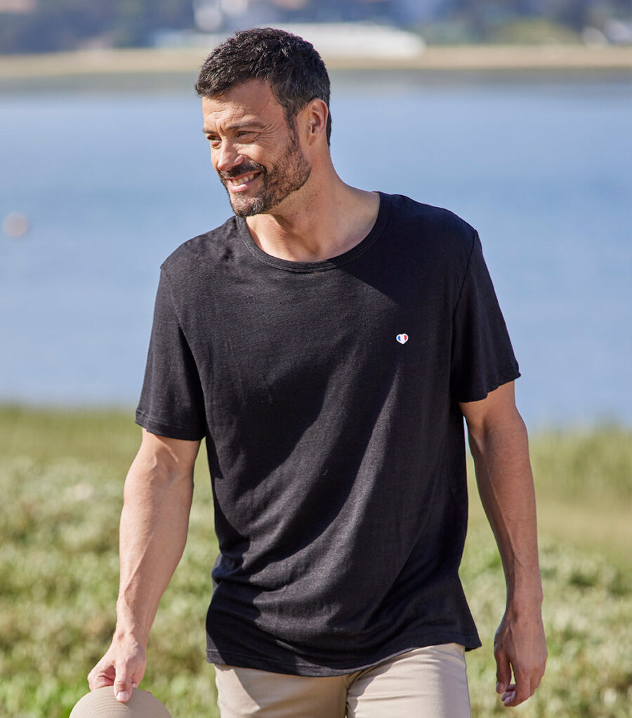 Nordala T-shirt Homme Lin Noir – Classic Men’s Linen T-shirt in Black - Image 4
