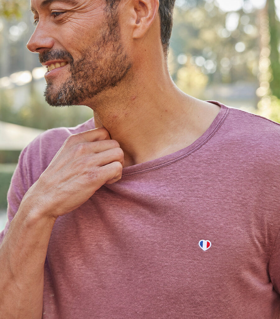 Nordala T-shirt Homme Lin Rose – Stylish Men’s Linen T-shirt in Soft Pink - Image 3