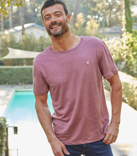 Nordala T-shirt Homme Lin Rose – Stylish Men’s Linen T-shirt in Soft Pink