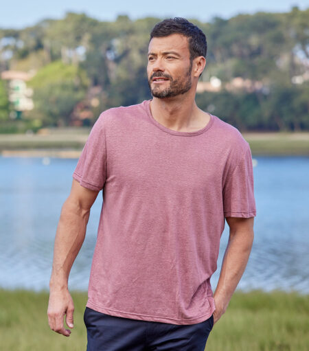 Nordala T-shirt Homme Lin Rose – Timeless Men’s Linen T-shirt in Soft Pink