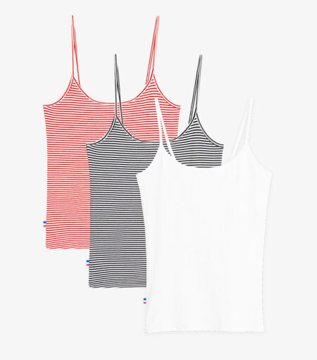 Nordala Caraco Femme x3 – Women's Striped & White Camisole Pack