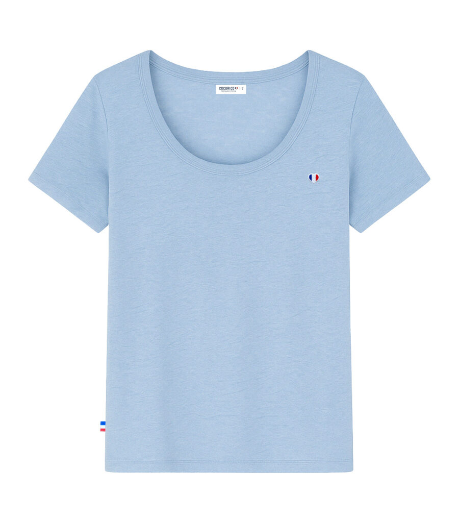 Nordala T-shirt Femme Lin Ciel – Elegant Women's Linen T-shirt in Sky Blue - Image 3
