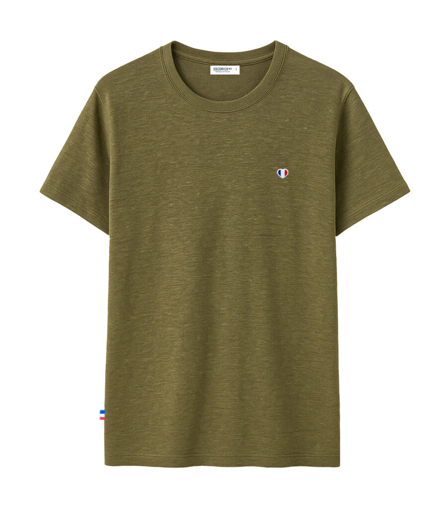 Nordala T-shirt Homme Lin Kaki – Classic Men’s Linen T-shirt in Olive Green - Image 3