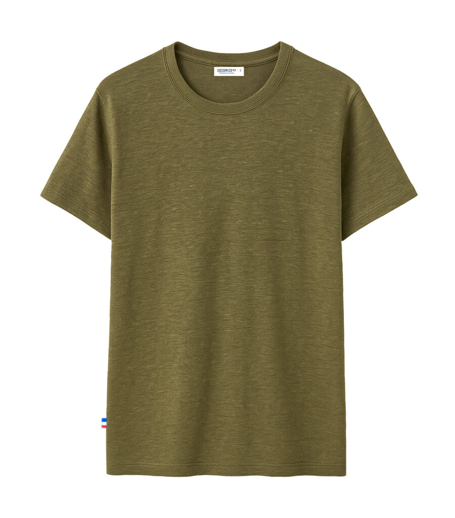Nordala T-shirt Homme Lin Kaki – Timeless Men’s Linen T-shirt in Olive Green - Image 3